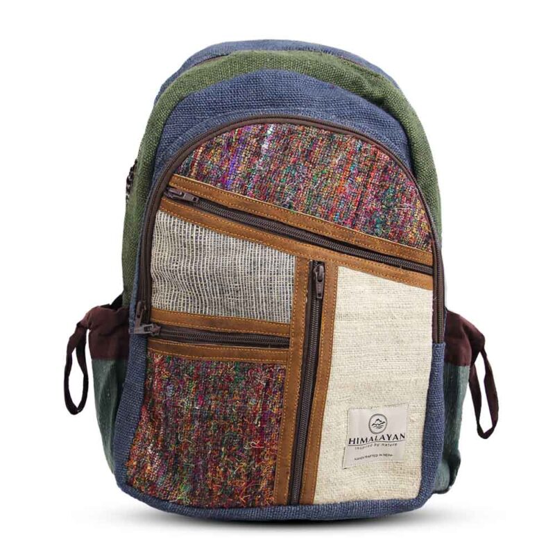 Jhapa Hanf-Rucksack – Blau/Grün/Weiß